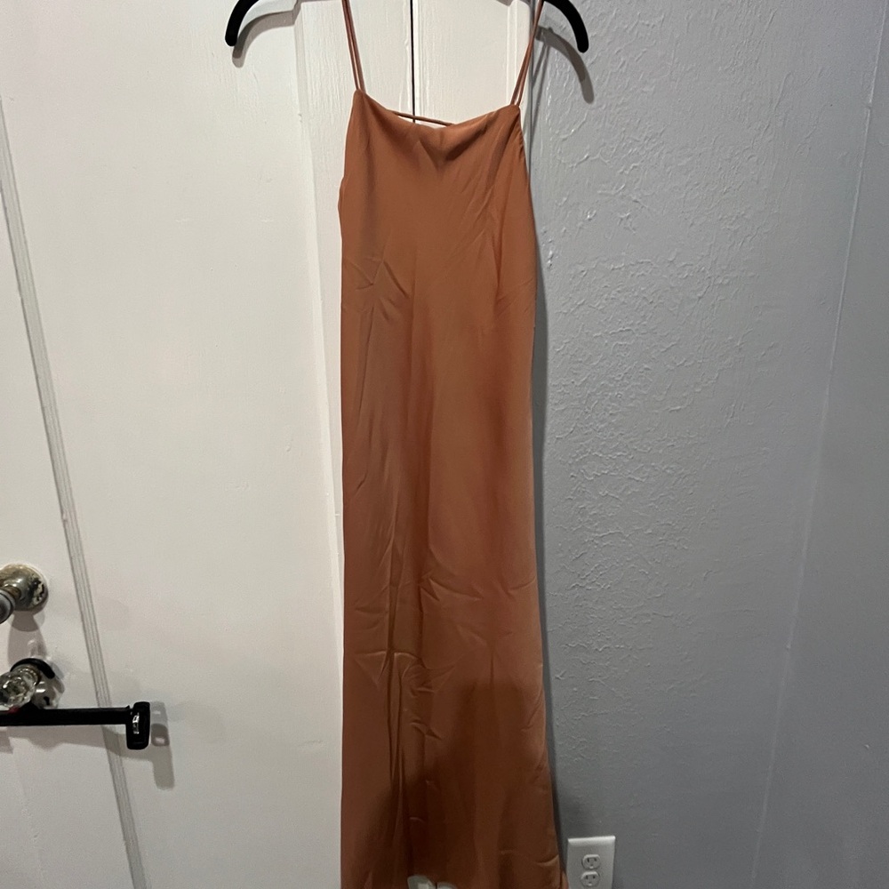 Slip Maxi Dress in Rust Brown